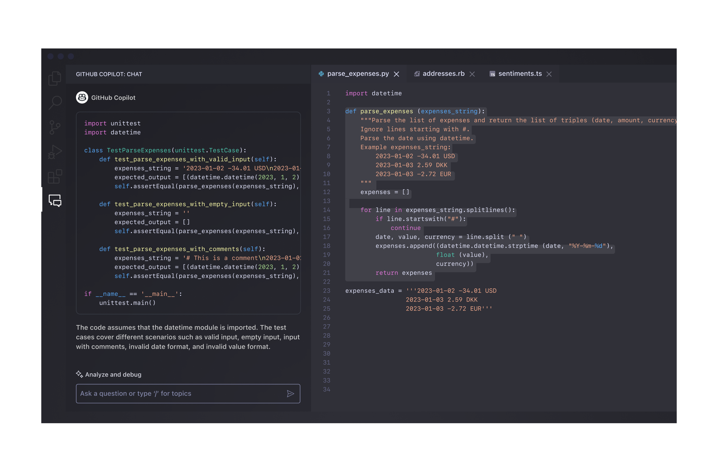 Copilot Chat on the IDE